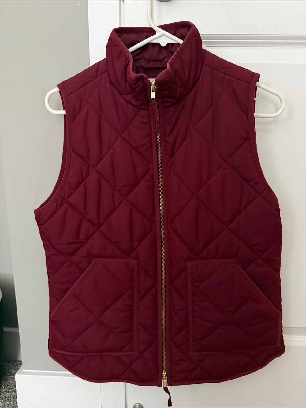J. Crew Quilted Vest in Deep Wine